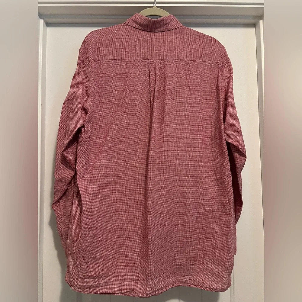 Linen Daniel Cremieux Red White Button-Down Shirt | Classic Fit M - Picture 3 of 4